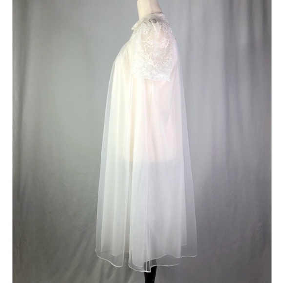 VINTAGE Artemis peignoir white sheer lace collar romantic bridal sissy 32 - Picture 7 of 10